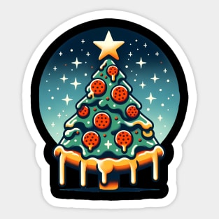 Pizza Xmas Tree, Christmas Style Pizza Lover Sticker